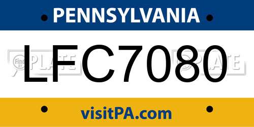 LFC7080 Pennsylvania License Plate