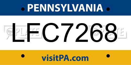 LFC7268 Pennsylvania License Plate