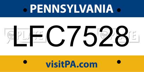LFC7528 Pennsylvania License Plate