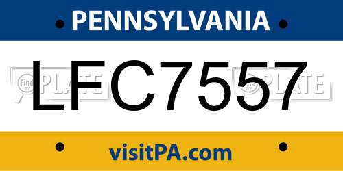 LFC7557 Pennsylvania License Plate