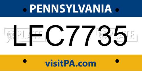 LFC7735 Pennsylvania License Plate