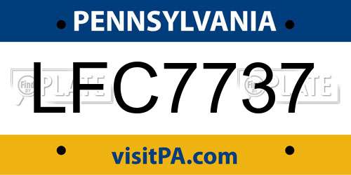 LFC7737 Pennsylvania License Plate