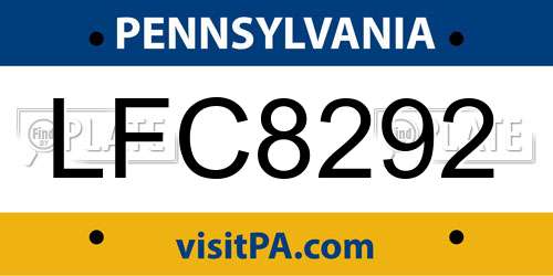 LFC8292 Pennsylvania License Plate
