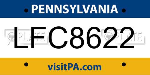 LFC8622 Pennsylvania License Plate