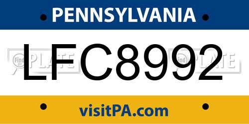 LFC8992 Pennsylvania License Plate
