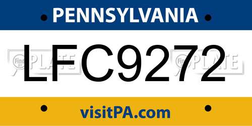 LFC9272 Pennsylvania License Plate