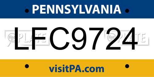 LFC9724 Pennsylvania License Plate