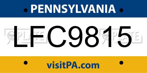 LFC9815 Pennsylvania License Plate