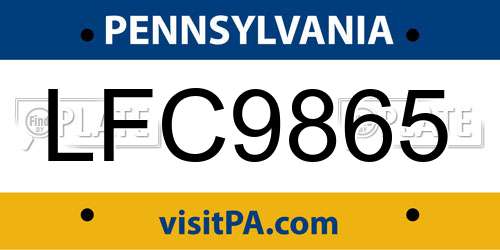 LFC9865 Pennsylvania License Plate