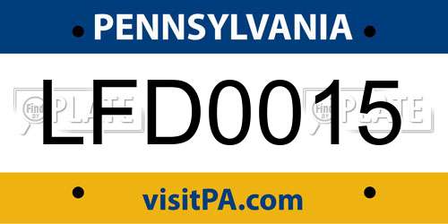 LFD0015 Pennsylvania License Plate