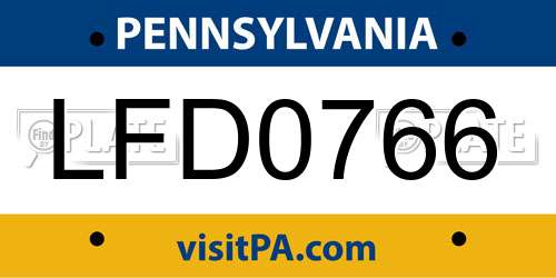 LFD0766 Pennsylvania License Plate
