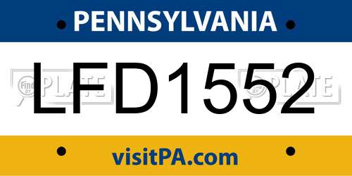 LFD1552 Pennsylvania License Plate