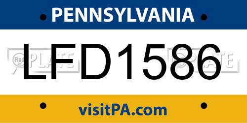 LFD1586 Pennsylvania License Plate