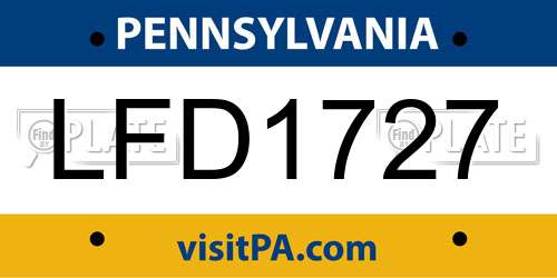 LFD1727 Pennsylvania License Plate