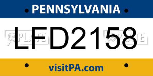 LFD2158 Pennsylvania License Plate