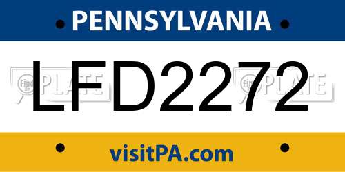 LFD2272 Pennsylvania License Plate
