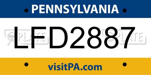 LFD2887 Pennsylvania License Plate