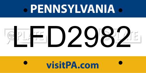 LFD2982 Pennsylvania License Plate