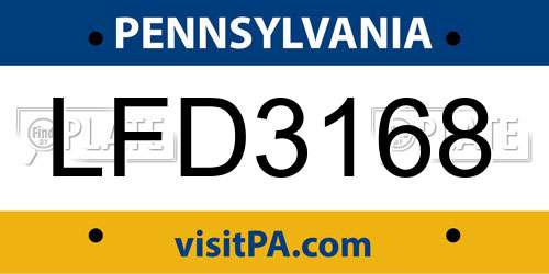 LFD3168 Pennsylvania License Plate