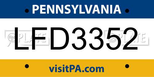 LFD3352 Pennsylvania License Plate