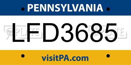 LFD3685 Pennsylvania License Plate