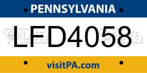 LFD4058 Pennsylvania License Plate