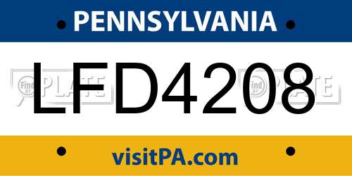 LFD4208 Pennsylvania License Plate