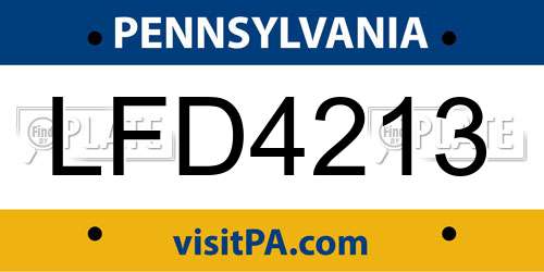 LFD4213 Pennsylvania License Plate