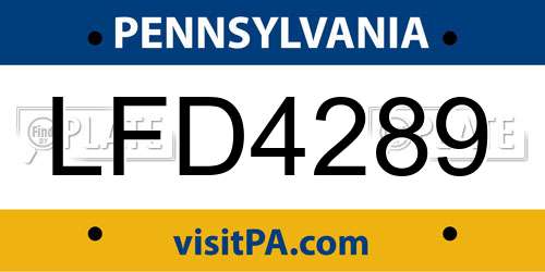 LFD4289 Pennsylvania License Plate