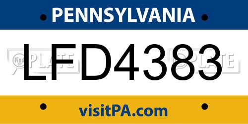 LFD4383 Pennsylvania License Plate