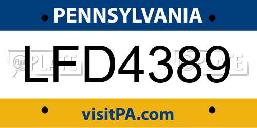 LFD4389 Pennsylvania License Plate
