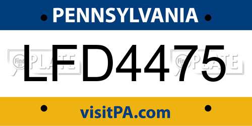 LFD4475 Pennsylvania License Plate