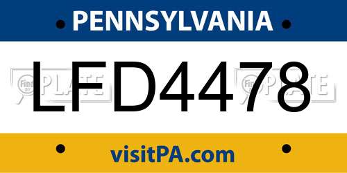 LFD4478 Pennsylvania License Plate
