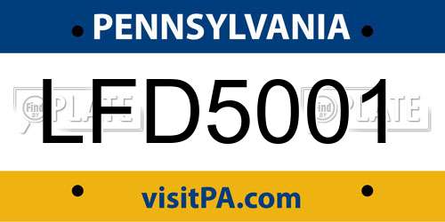 LFD5001 Pennsylvania License Plate