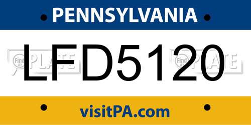 LFD5120 Pennsylvania License Plate