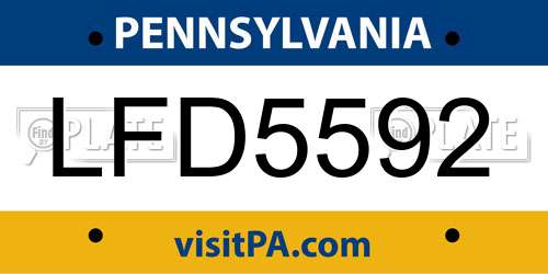LFD5592 Pennsylvania License Plate