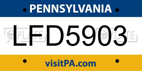 LFD5903 Pennsylvania License Plate