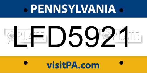 LFD5921 Pennsylvania License Plate