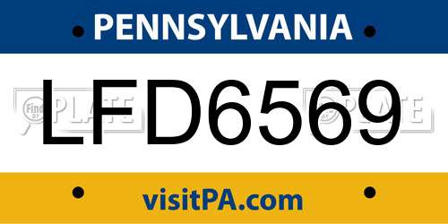 LFD6569 Pennsylvania License Plate