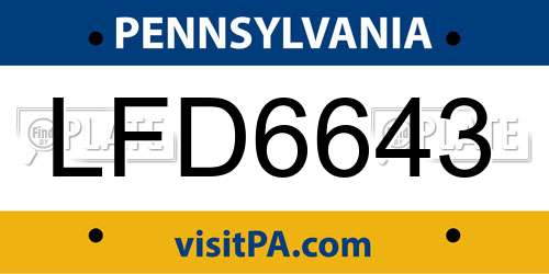 LFD6643 Pennsylvania License Plate