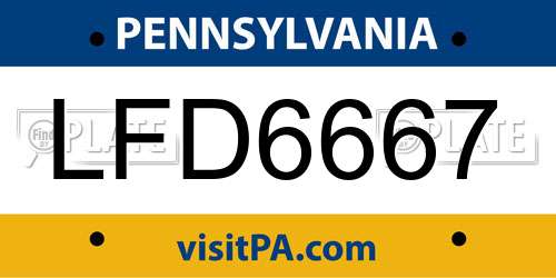 LFD6667 Pennsylvania License Plate