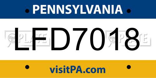 LFD7018 Pennsylvania License Plate