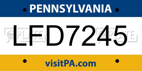 LFD7245 Pennsylvania License Plate