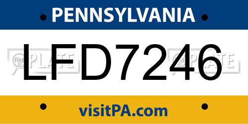 LFD7246 Pennsylvania License Plate