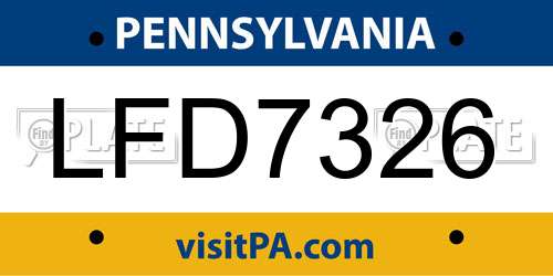 LFD7326 Pennsylvania License Plate
