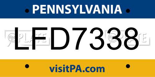 LFD7338 Pennsylvania License Plate