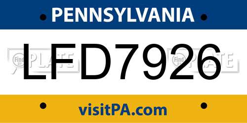 LFD7926 Pennsylvania License Plate