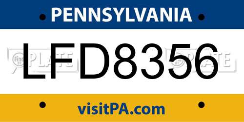 LFD8356 Pennsylvania License Plate