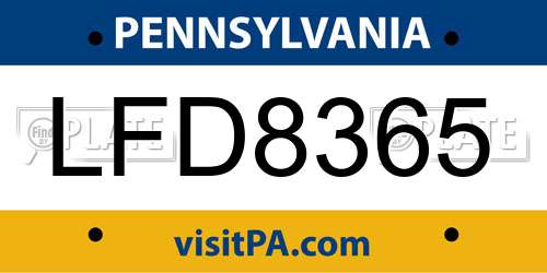 LFD8365 Pennsylvania License Plate