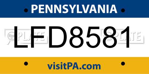 LFD8581 Pennsylvania License Plate